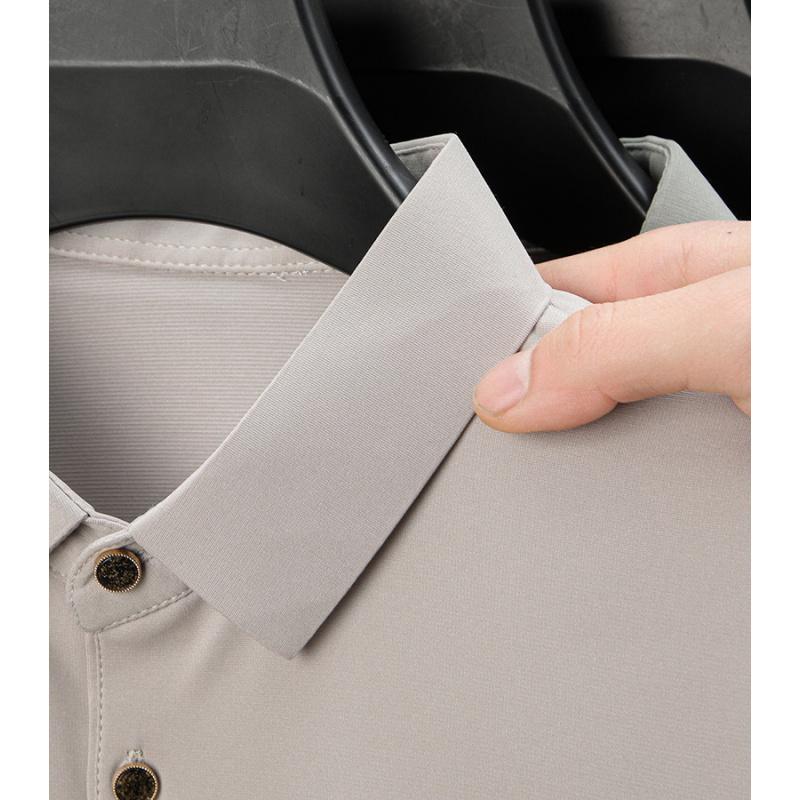 New Summer Short-Sleeve Ice Silk Men'S Polo Shirt For Middle-Aged Men High-End Breathable Short-Sleeve Polo Shirt For Men