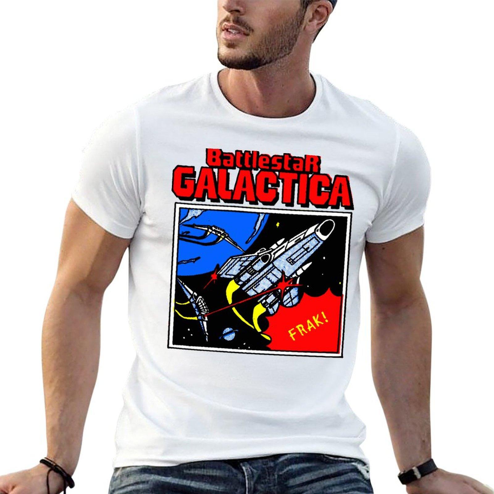 Retro Battlestar Galactica T-Shirt t shirts mit Aufdrucken t shirts für Mann Packung weiß Baumwolle t sh XL black