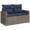 Sofa Set 8 Pcs Grey and Navy Blue Polyrattan and Steel