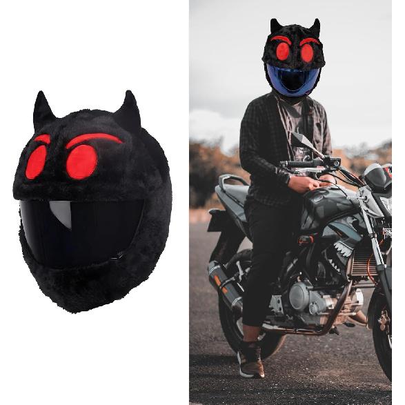 1 PC Motorcycle Helmet Cover, 40 cm x 28 cm x 26 cm Little Devil Halloween Festive Atmosphere Decorative Soft Fabric Cover, Modification Accessories,
