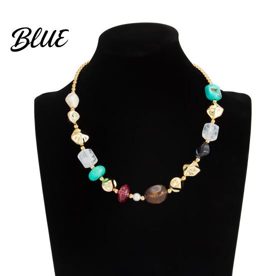 Casual Vacation Necklace Bohemian Necklace Colorful Resin Beaded Choker Retro