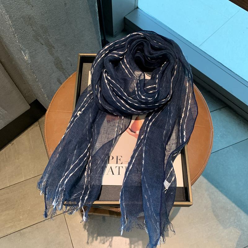 Striped Outer Shawl Linen Thin Long Scarf Comfortable Stacking Decoration Fashion Versatile Silk Scarf Shawl