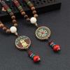 Handmade Nepal Buddhist Mala Beads Pendant Necklace Ethnic Wooden Long Jewelry Accessories