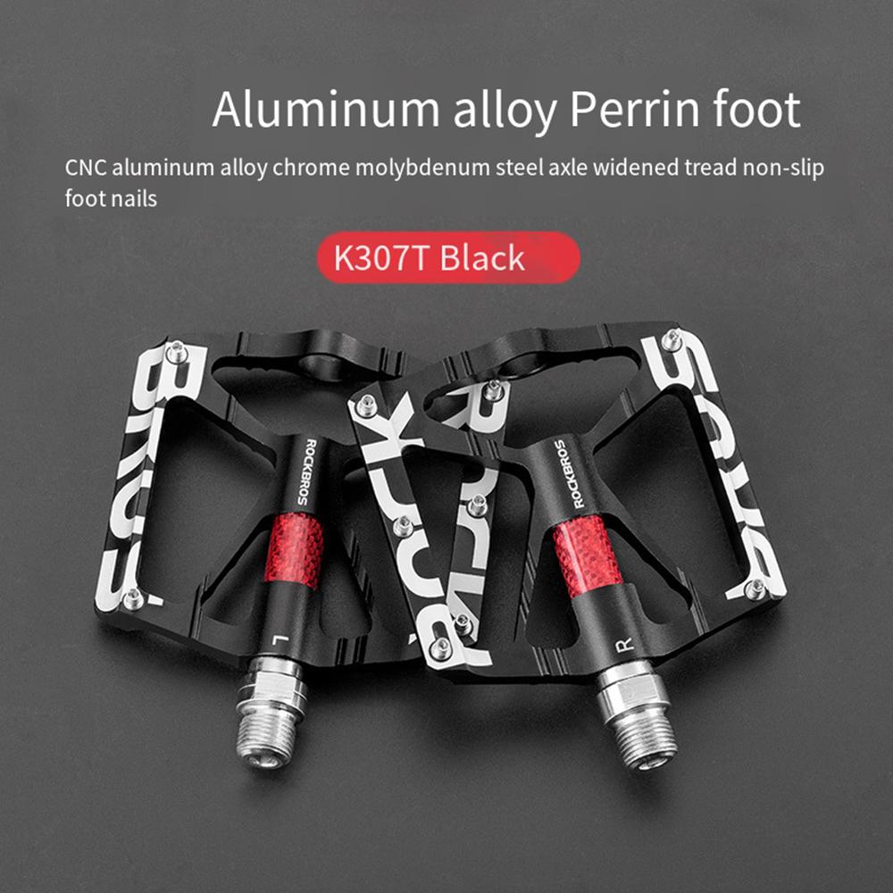 ROCKBROS Road Mountain Bike Bicycle Pedals, Anti-Slip Aluminum Cycling Pedal, Night Time Reflective Universal Threaded Port