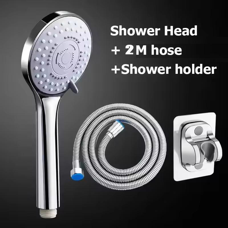 New 5 Modes Adjustable Shower Head Set High Pressure Massage Handheld Bath Sprayer Nozzle Bathroom Shower Head With Hose Bracket