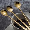 8/4PCS Stainless Steel Cherry Rose Flower Gold Scoop Coffee Spoon Gifts Kitchen Dessert Tea Accessories Tableware Decoration