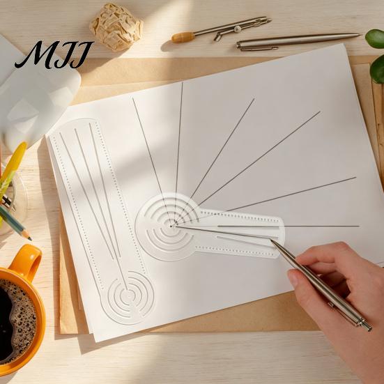 Punktkunst Malwerkzeug Mandalas Lineal mit Löchern, Kreiszeichner, Zirkel Transparente Acryl-Schablone Winkelmesser Gerade Punktierer für Geometrische Muster