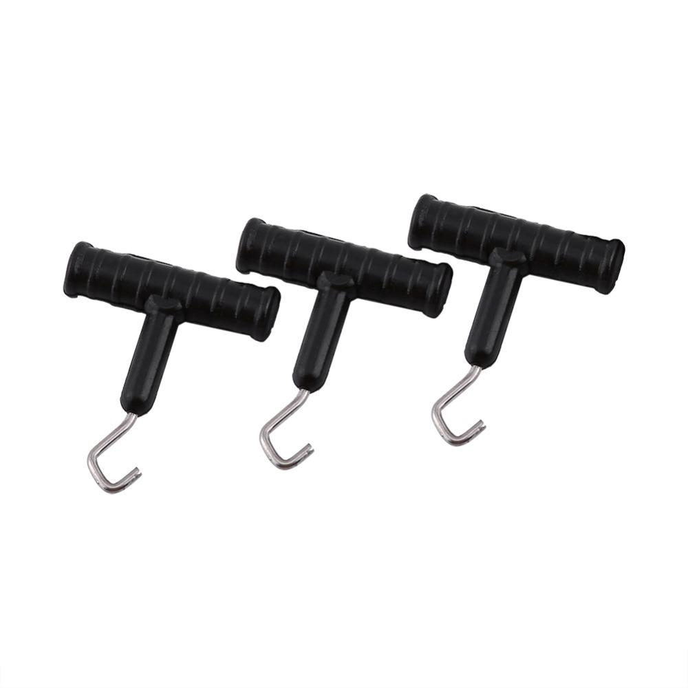 10 Pcs ABS Fishing Baiting Rig Tool Stainless Steel T Shape Handle Hook Fishing Baiting Rig Tool Rig Puller Knot Tools