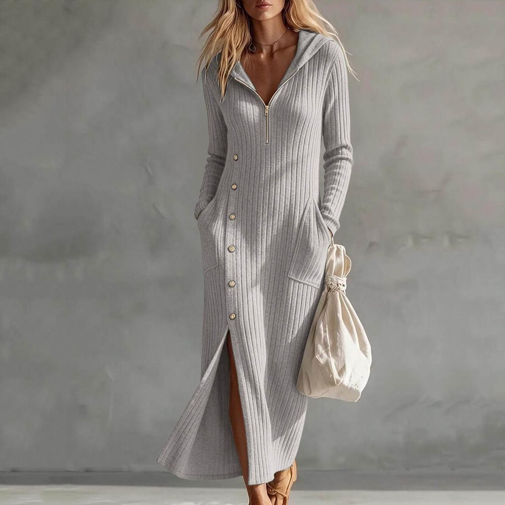 Abito Maxi da Donna alla Moda, Colorato, Vestibilità Larga, con Bottoni sul Davanti e Tasche, per l'Uso Quotidiano