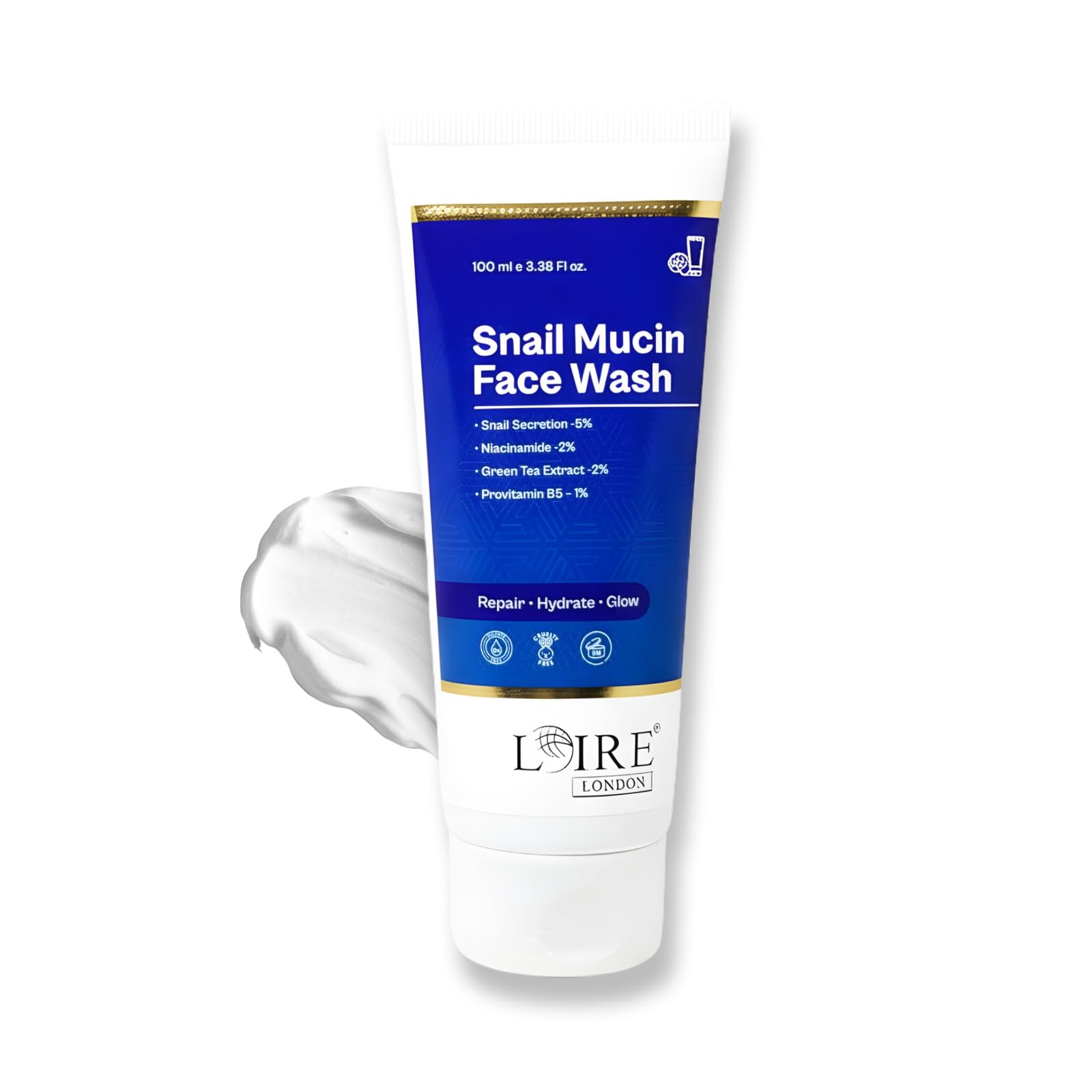 Loire Snail Mucin Face Wash 100ml Facewash for Women & Men, All Skin Types - Snail Magic Hydrates Skin, Balances oil protection