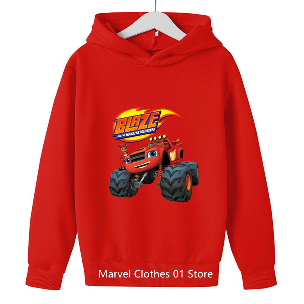 Толстовка с капюшоном Blaze and The Monster Machines Car, детская кавайная осенняя толстовка с капюшоном, повседневная удобная милая детская одежда 160