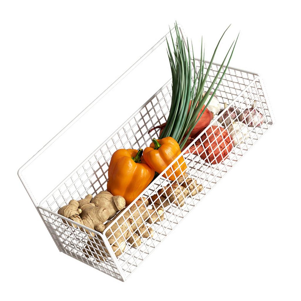 Cesto Portaoggetti in Filo Metallico da Parete Cesto Portafrutta Sospeso Contenitore Organizzatore con Adesivo per Cucina