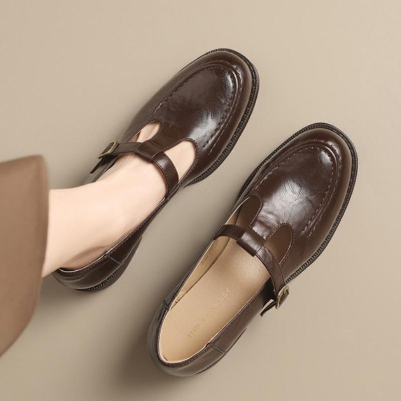 Vintažiniai Mary Jane batai Lengvi moteriški batai Britiško stiliaus Maži odiniai batai Prancūziški lofers Apskritas priekis Viengubi batai