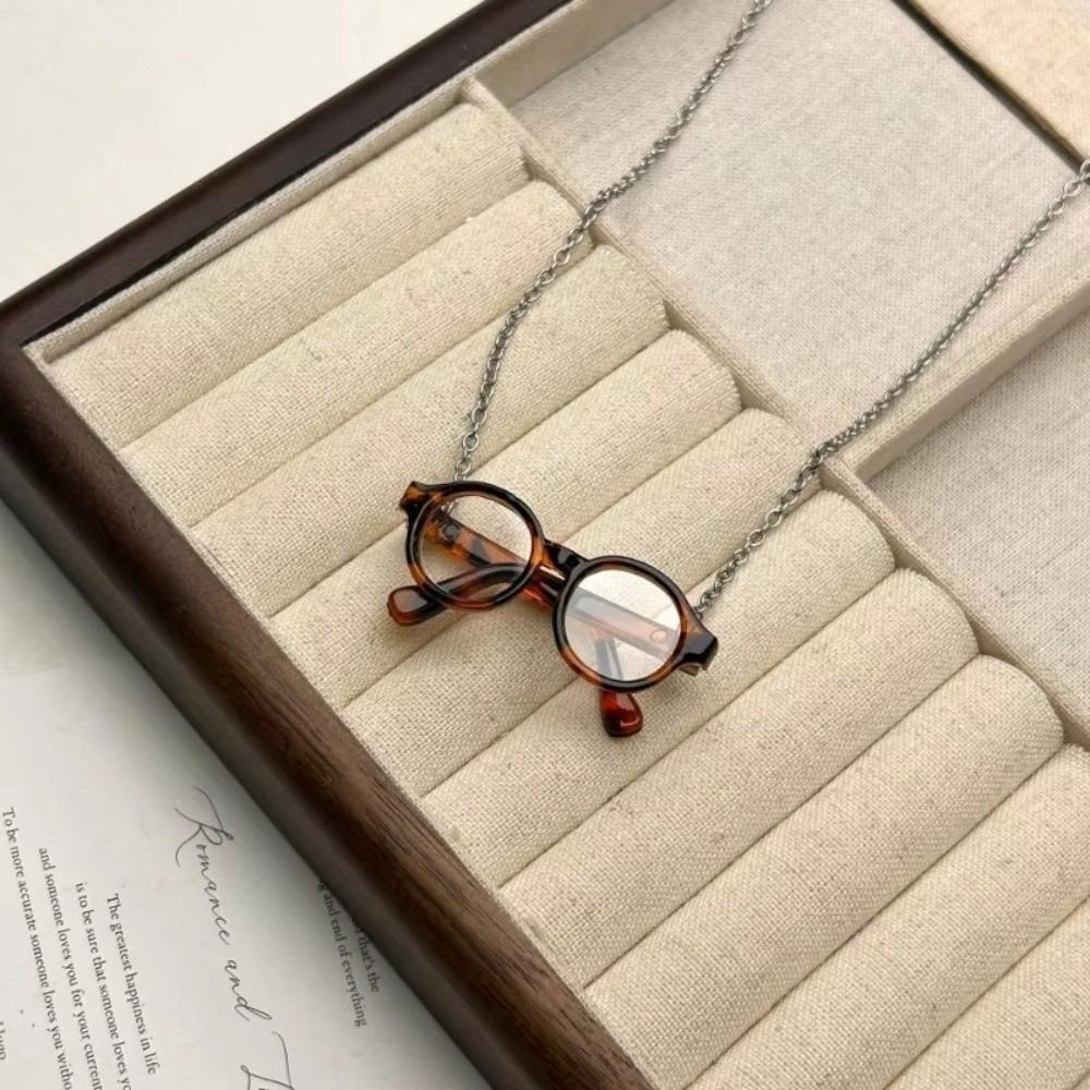 

Ожерелья-подвески из смолы в виде очков, цепочка для свитера в форме очков, модное колье-чокер чёрный