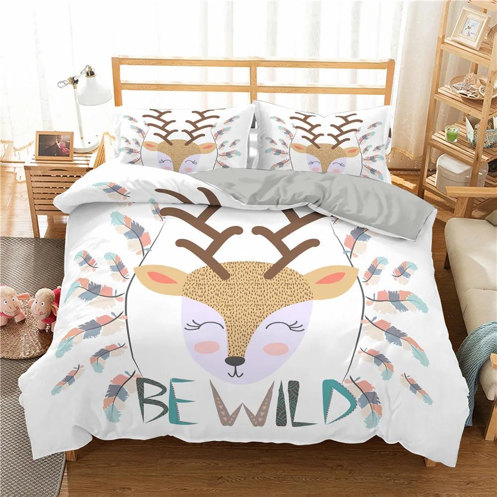 

Housse De Couette 3D Print Cute DeerKittenPanda Winter Bed Sets For Kid Bed Linens Dropshipping Bedclothes Sets Bedding Cotton EU Single(135*200cm)3pcs