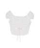 HIGH SCHOOL DISCO Flower Embroidered Crop Blouse White