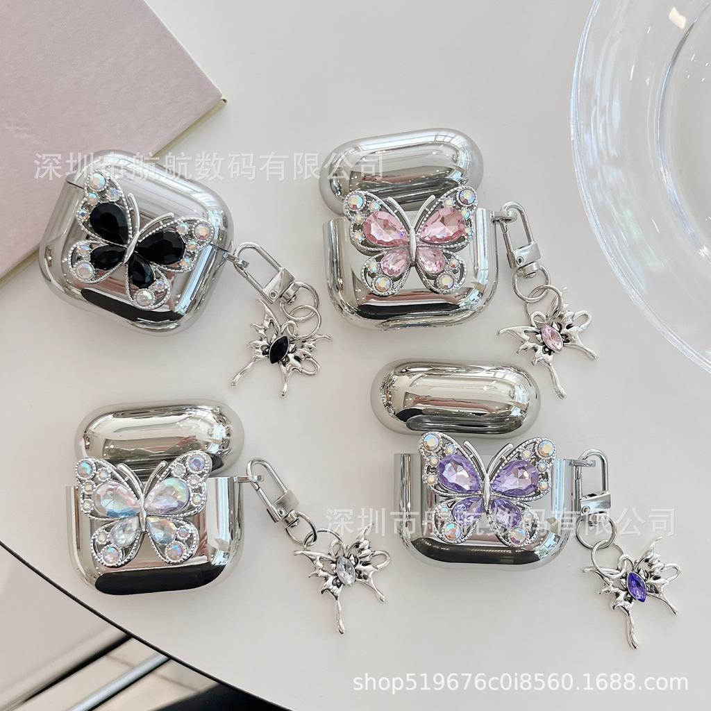 Japan and Korea ins silver three-dimensional glitter butterfly suitable for AirPods 1 generation protective case 1/1 generation pro1 earphone case