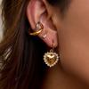 Stainless Steel White Diamond Love Earrings, Earrings Do Not Fade, and Earrings Are Popular.