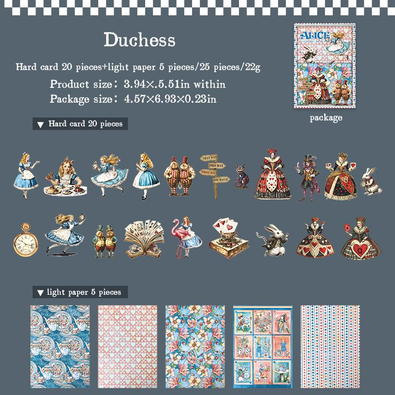 25 pcs Alice theme DIY collage dceorative paper Scrapbooking Material handmade Diary Album Junk Journal Supplies