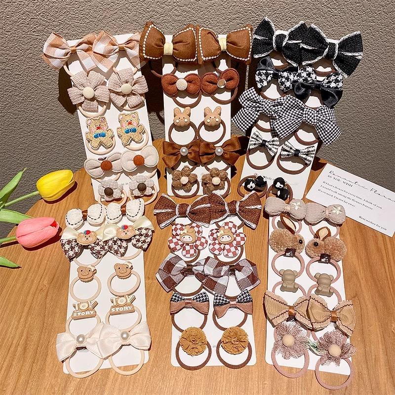 10Pcs Children's Bow Rubber Band Hair Accessories Little Girl High Ponytail Hair Rope Not Hurt Hair Rubber Band Headwear