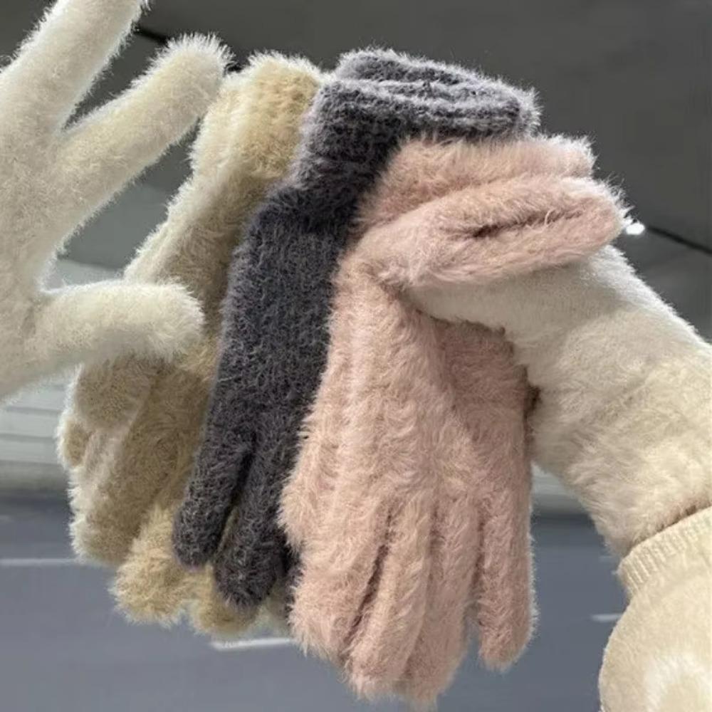 Gants Épais et Fourrés Résistants au Froid Gants Cinq Doigts Gants Tendance en Velours de Vison Hiver