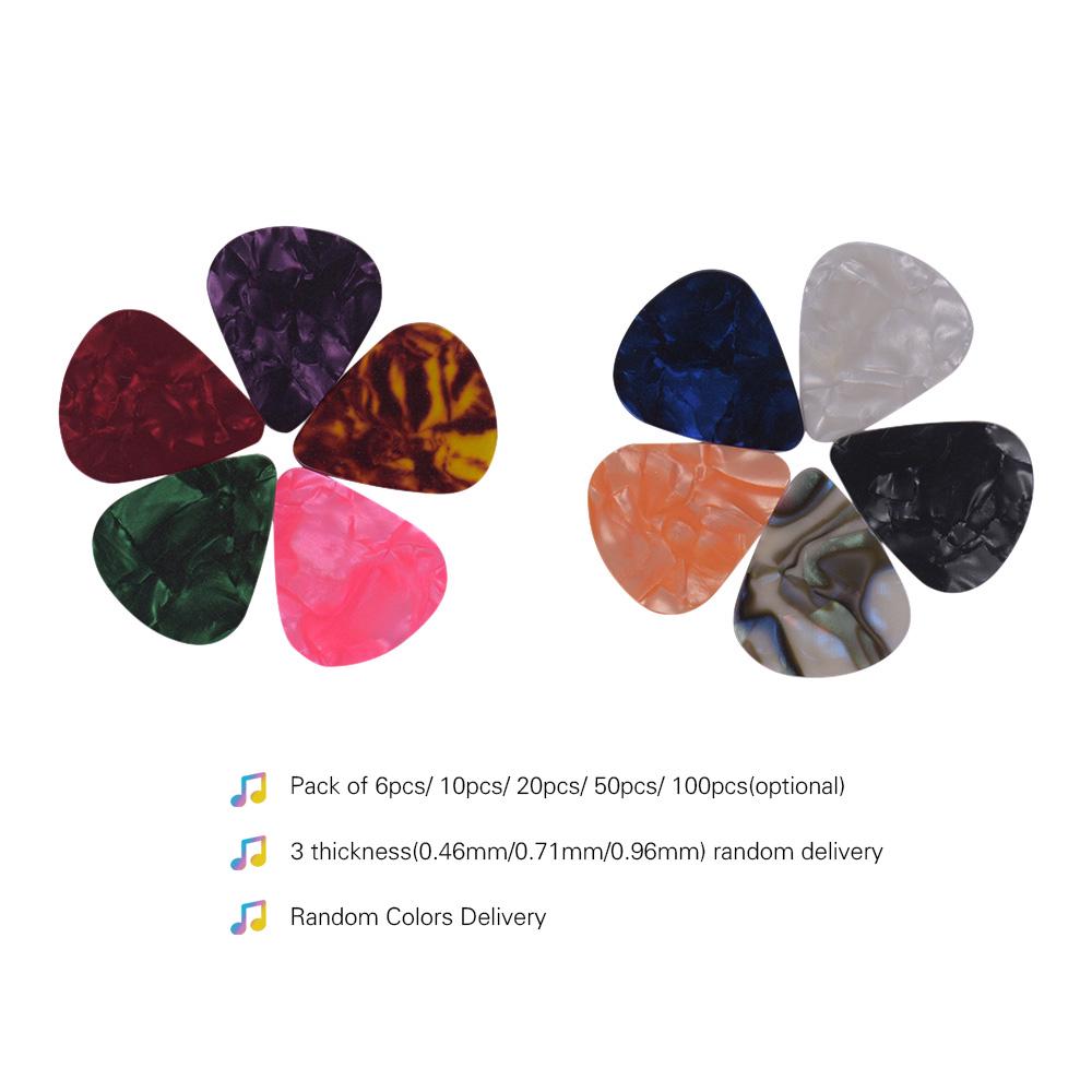 Colorful Celluloid Guitar Picks for Bass Electric Acoustic Guitars (Colors & Thickness