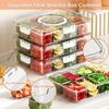 Veggie Tray with Lid and Handle, Divided Serving Tray, Snack Spinner, Portable Snackle Boxs for Candy Fruits Nuts, Clear Fridge