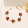 Titanium Steel Flower Bracelet Women Hypoallergenic Dual-Sided Design Colorful 5-Petal Floral Charm Elegant Daily Wear