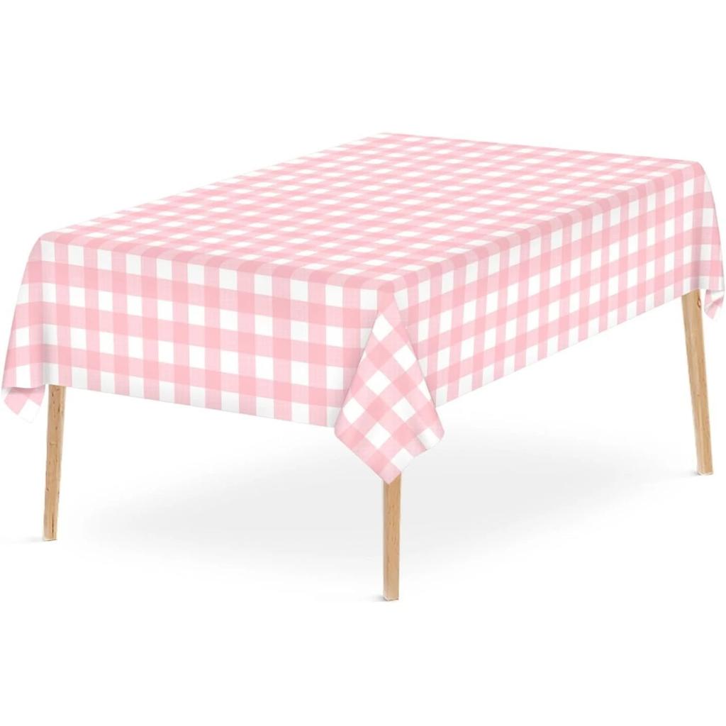 15Pcs Thickened Camping Checkered Plastic Tablecloths Disposable Tablecloth Rectangular Waterproof Oilproof Portable Tablecloths