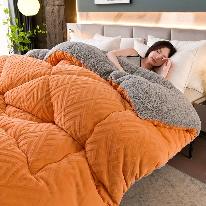 

Winter Bedding Thick Quilt Blanket Thickened Warm Flannel Fleece Comforter for Cold Nights Set Bed Duvets Quilts the Blankets 150X200CM помаранчевий