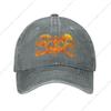 Halloween Pumpkin Skulls Gray Vintage Distressed Adjustable Washed Denim Cotton Low Profile Unisexs Dad Trucker Hats