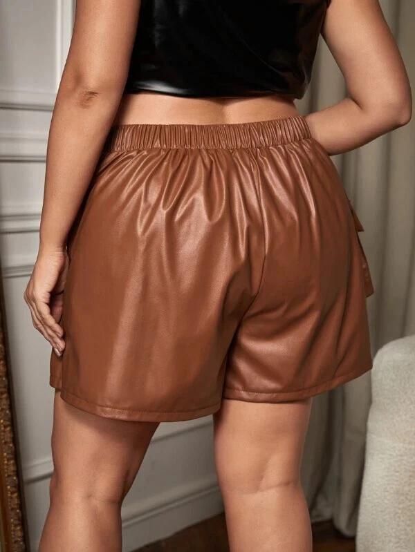 Genuine Leather Cocktail Party Pants Brown Wear Designer Shorts Stylish Women
