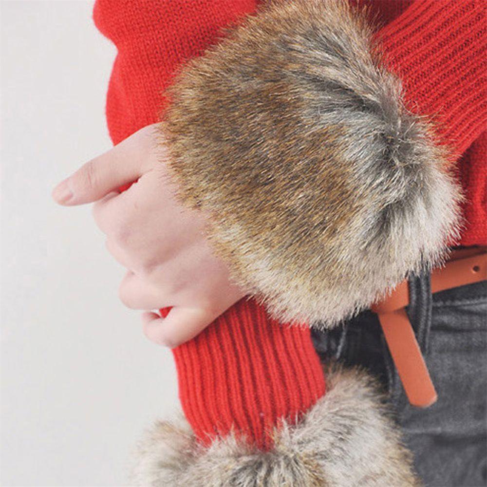 for Wool Coat & Jackets Furry Wrist Cuff Faux Fur Wrist Cuffs Warm Furry Wristbands Arm Warmer