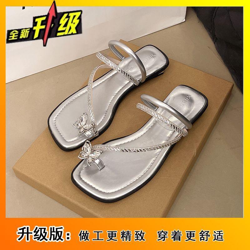 French rhinestone fairy absolutely beautiful woman cool slippers 2025 summer new fashion versatile comfortable skirt