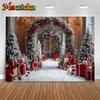 Mocsicka Merry Christmas Background Photography Shooting Props Xmas Tree Snow Gifts Decors Children Adult Family Party Backdrops