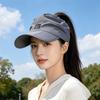 Women's Packable Open-Top Sun Hat Cap, Breathable Nylon Ponytail Style with Front Bill for Hiking and Holiday Travel