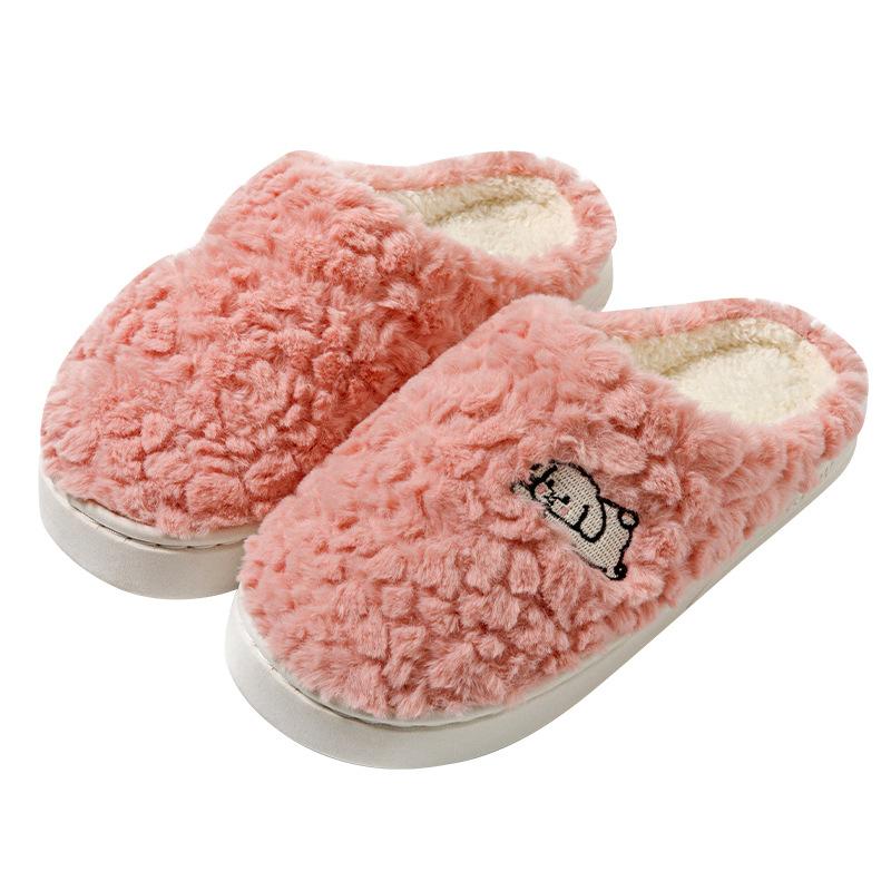 Autumn and Winter Cotton Slippers Plush Cartoon Couple Home Indoor Plush Thermal Shoes