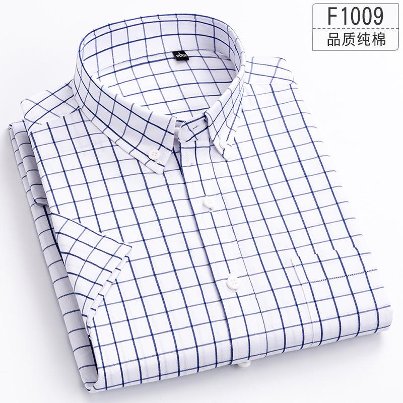 Summer Pure Cotton Men's Plaid Short-sleeved Shirt Casual Business Cotton Half-sleeved Young and Middle-aged Shirt