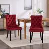 Classic Velvet Dining Chairs, High-end Tufted Solid Wood Contemporary Velvet Upholstered Dining Chair with Wood Legs, Set of 2, Wine