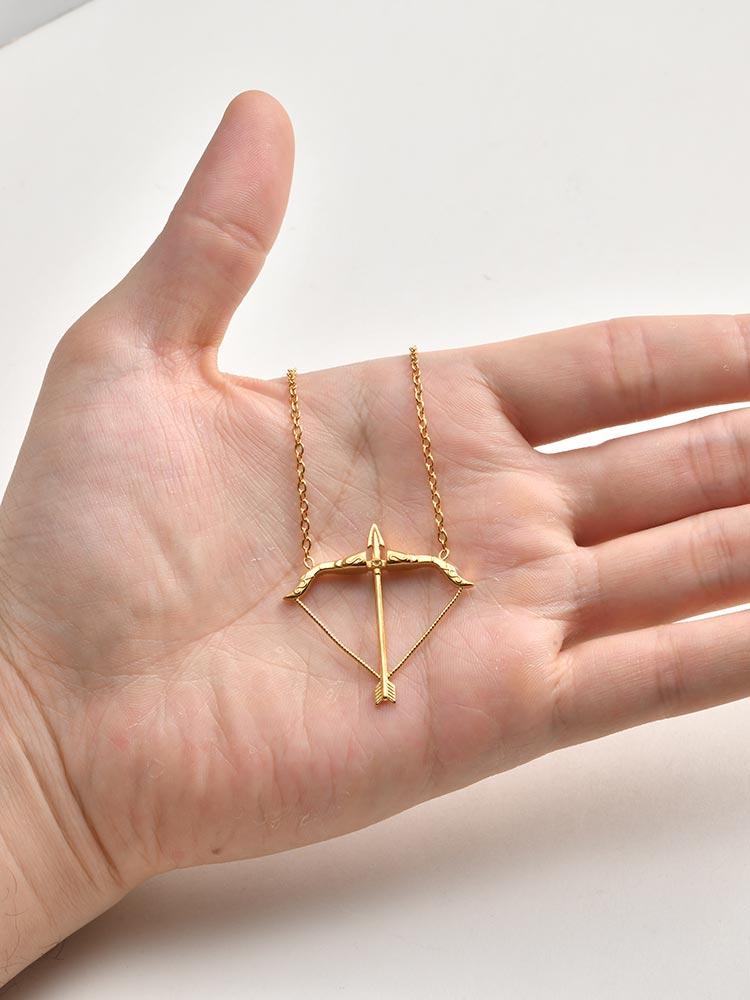 Stylish Chic Bow and Arrow Pendant Necklace for Men, Waterproof 18K Gold Plated Stainless Steel Archer Necklace, Fashion Jewelry