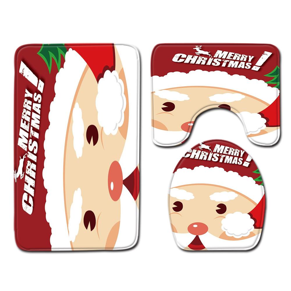 Christmas Bathroom Floor Mat Toilet Three-Piece Set