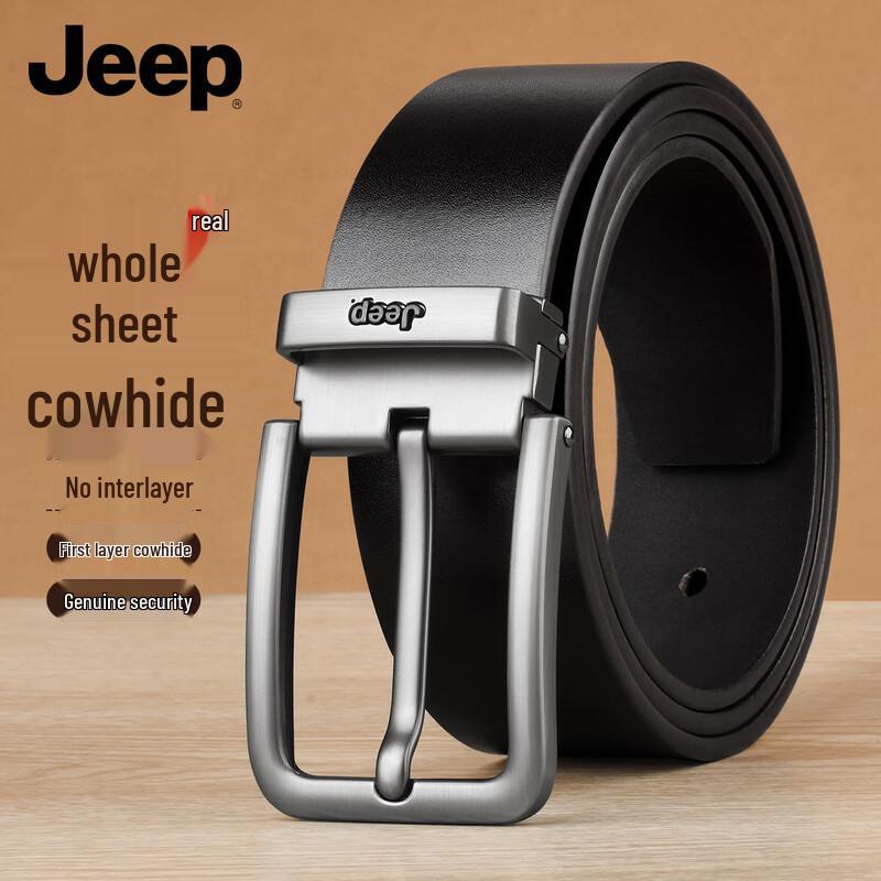 JEEP Men s Genuine Leather Pin Buckle Belt 110-125cm