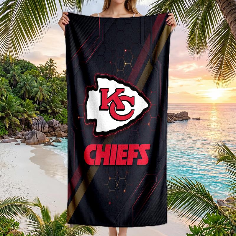 Kansas City Chiefs Fashion Beach Towel Portable Soft Quick Dry Towel For Swimming Camping Holiday Use