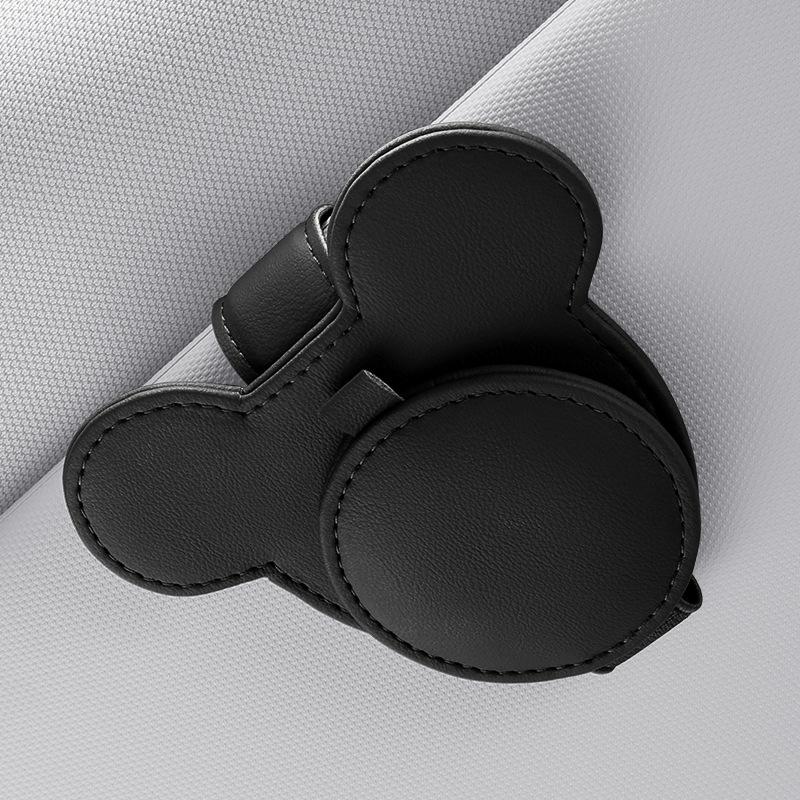 PU Leather Car Sunshade Glasses Clip Multi-functional Sheet Card Bag Sunglasses Storage Creative Ticket Clip
