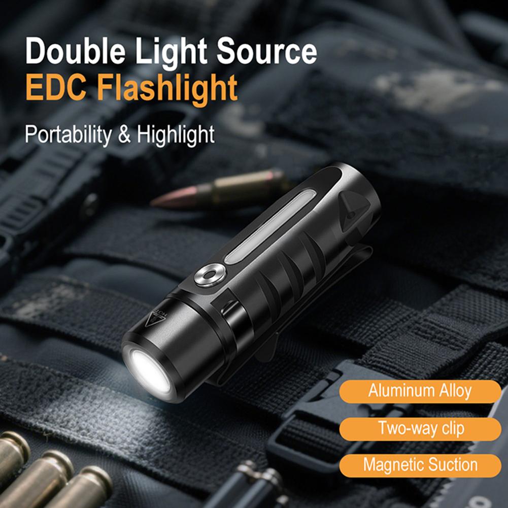 LED Waterproof Metal Conveniently Flashlight W/ Clip & Magnetic Powerful Handheld Flash Light for Camping Dog Walking Emergency