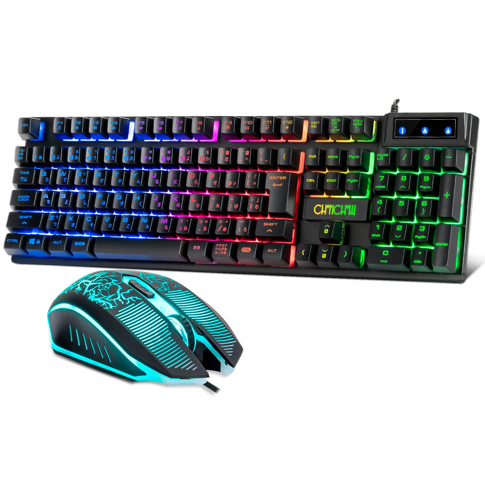 

CHONCHOW Gaming Keyboard and Mouse Compatible with PS4 and 108 Japanese LED USB Wired LED Gaming Compatible with 2025 Set, Switch, Keys, Layout, No