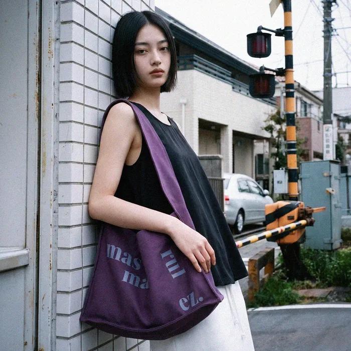 Wide Square Eco bag_Purple