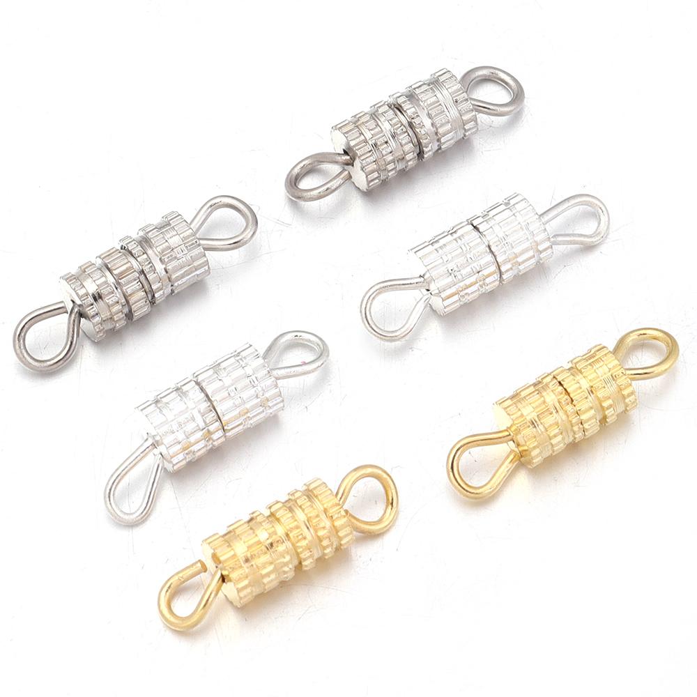 30pcs/lot Metal Cylinder Fasteners Buckle Closed Screw Clasps For Bracelet Connectors DIY Jewelry Making Connectors Accessories