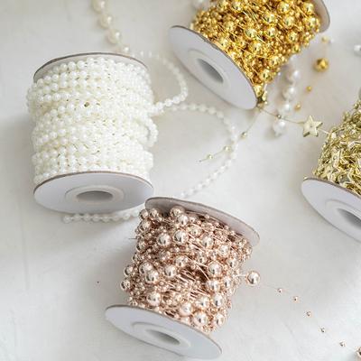 4PCS Pearl Plastic Fishing Line Bead DIY Bead Chain Bracelet Necklace Jewelry Christmas Atmosphere Decoration Photo Props