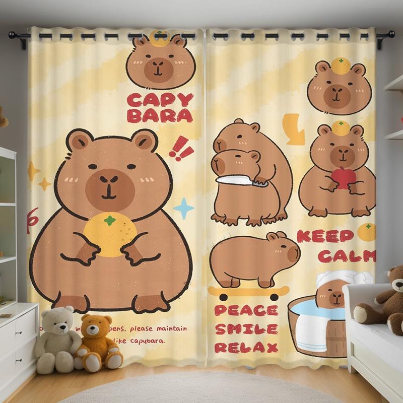 

Рождественские шторы Kapibala Anime для гостиной, спальни, для гостиной, перфорированные пыленепроницаемые затемняющие шторы, кухонный шкаф, дом 100x140cm&Grommet Top